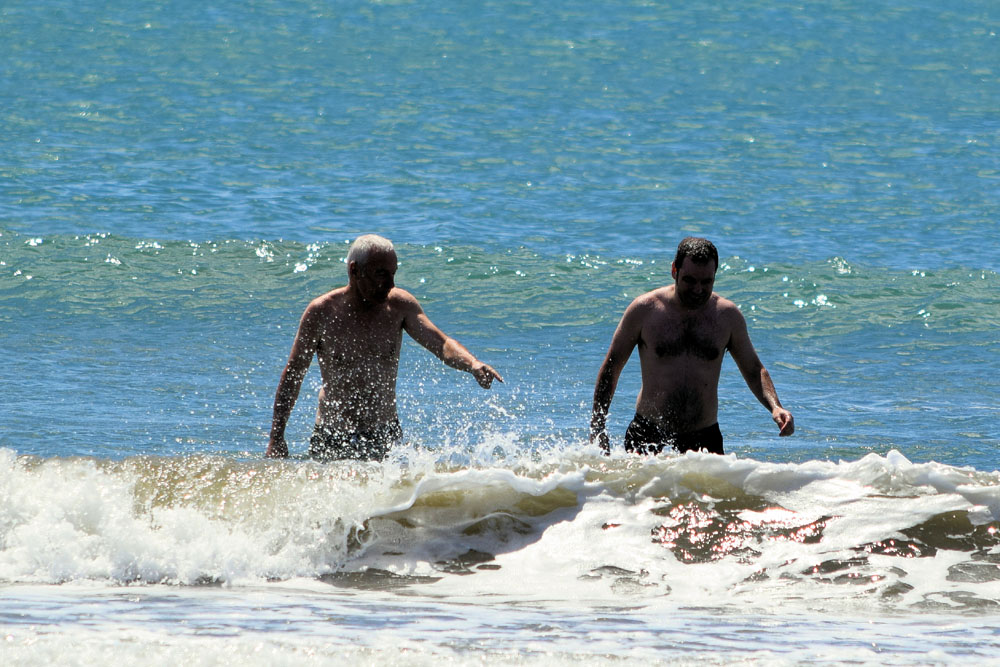 Peter and Nick at Orewa Beach